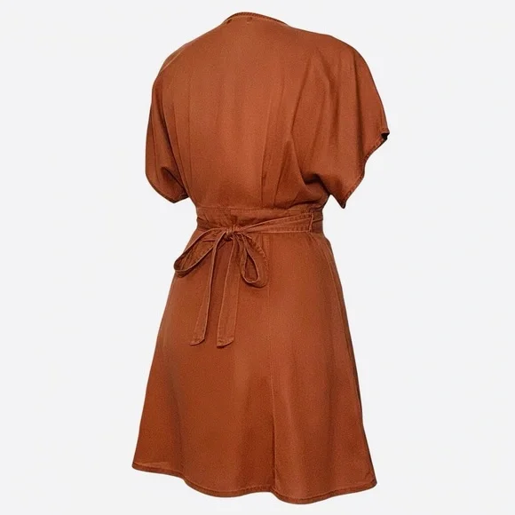 Quince Vintage Wash Tencel Button Front Dress Terracotta M - Picture 12 of 13